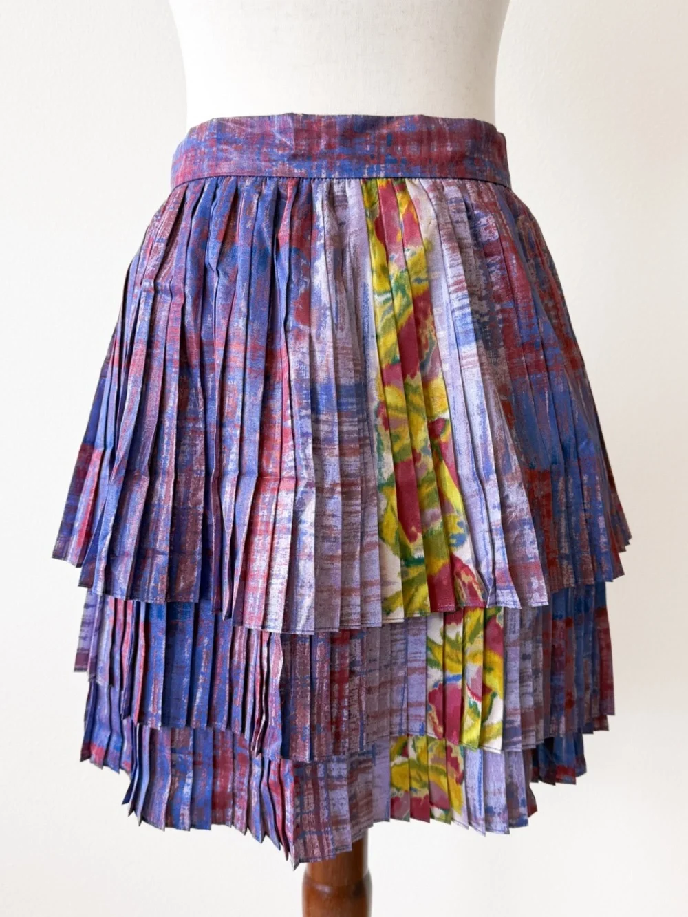 Suno Tiered Skirt with Accordion Pleats Sz S